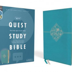 Niv, Quest Study Bible, Leathersoft, Blue, Comfort Print: The Only Q and A Study Bible
