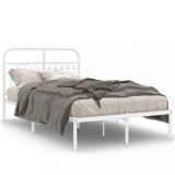 Cumpara ieftin Cadru de pat metalic cu tablie, alb, 120x200 cm