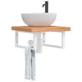 vidaXL Raft pentru lavoar montat pe perete, oțel și lemn masiv fag 3302428