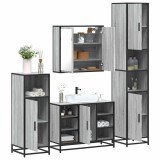 Set de mobilier de baie 4 piese Lemn stratificat gri Sonoma
