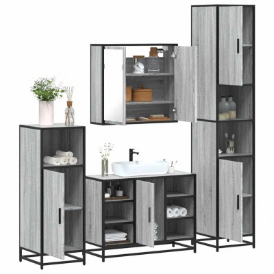 vidaXL Set de mobilier de baie 4 piese Lemn stratificat gri Sonoma 3301213 foto