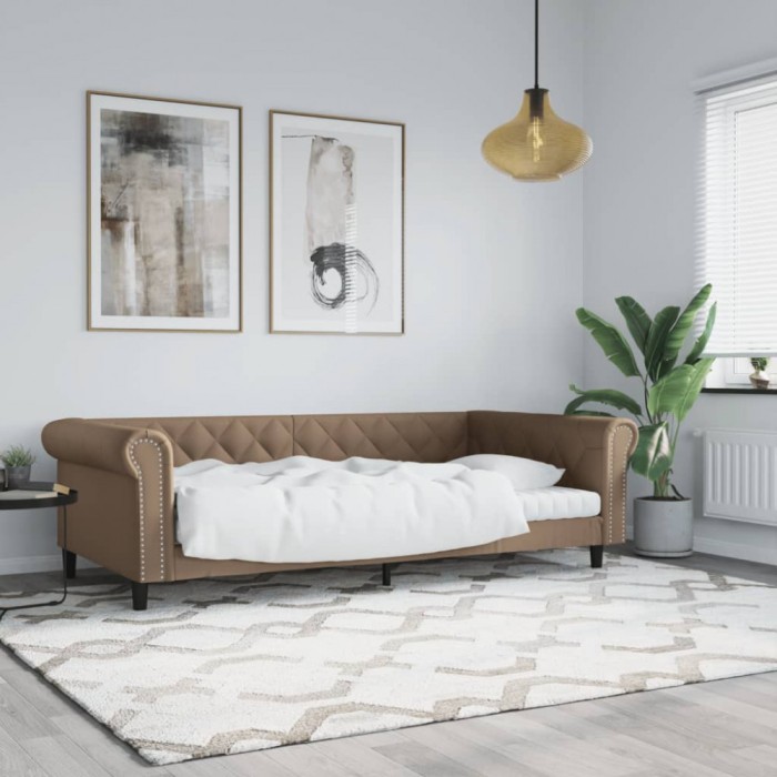 vidaXL Pat de zi, cappuccino, 100x200 cm, piele ecologică 354233