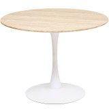 Masa rotunda Atmosphera Elias, 102x74 cm, MDF si metal, bej si alb Household NewTrend