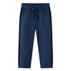 Pantaloni pentru copii cu ornamente negre, bleumarin, 140