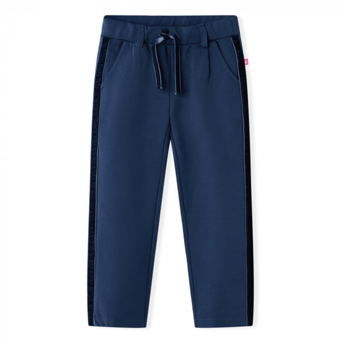 Pantaloni pentru copii cu ornamente negre, bleumarin, 128 GartenMobel Dekor