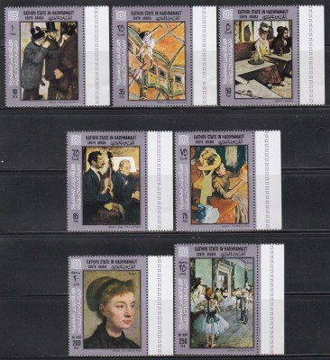 Kathiri(Arabia de Sud) - Picturi de Degas, MNH foto