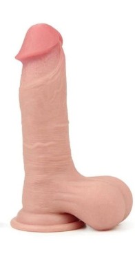 Dildo Realist Bendable Sliding-Skin Strat Dublu TPE Natural 20 cm foto
