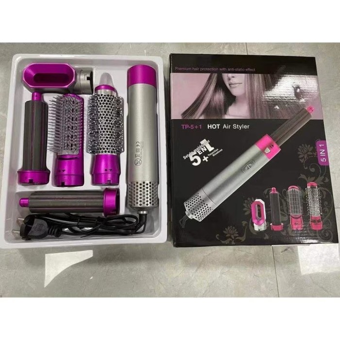 Perie de Par 5 in 1 Multifunctionala Hot Air Styler, Multiple Accesorii incluse