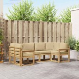 vidaXL Set Canapele Exterior Modular Lemn Acacia Alb Bej Pernă Gradina 245x128cm