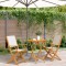 vidaXL Set mobilier bistro, 3 piese, textil alb crem/lemn masiv 3281856