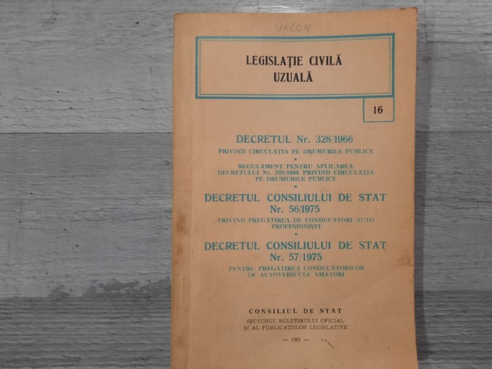 Decretul nr.328/1966 privind circulatia pe drumurile publice