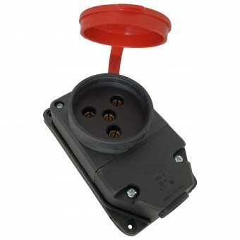 Priza PT trifazata pentru exterior, Orel OR-2206, cu capac, IP44, 25A