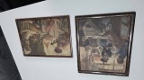 Lot vintage de 2 cromolitografii