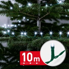 Instalatie de Craciun LED, Phenom, 200 LED-uri alb rece, 10m, 8 jocuri lumini, cablu verde