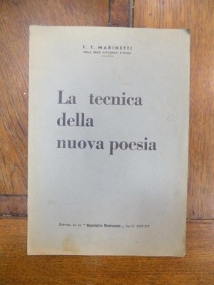 F. T. Marinetti La techica della nuova poesia, 1937 foto