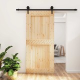 Cumpara ieftin Usa glisanta Natural si Negru 95 x 210 cm Lemn de Pin Solid