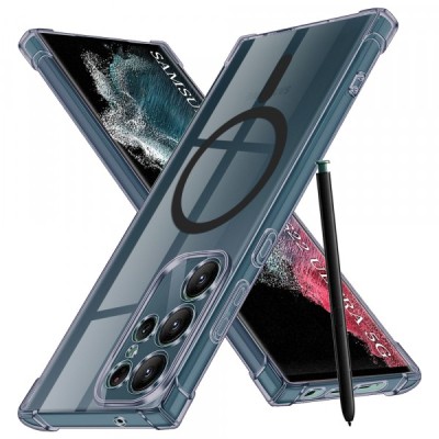 Husa MagSafe pentru Samsung Galaxy S22 Ultra 5G S908, Techsuit, Shockproof Clear, Neagra foto