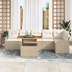 vidaXL Set de canapele pentru grădină 7 pcs Bej Rattan poli 3358206
