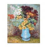 Tablou celebru pictat manual, Flori in vaza albastra, 60x50cm ulei pe panza, reproducere Vincent van Gogh