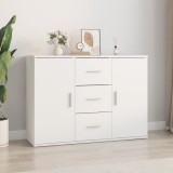 Servanta vidaXL Alba 91x29.5x65 cm Lemn Prelucrat Comoda Living 2 Usi 3 Sertare Depozitare