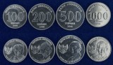 INDONEZIA █ SET COMPLET DE MONEDE █ 100 + 200 + 500 + 1000 Rupiah █ 2016 █ UNC, Asia