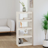 Bibliotecă/Separator cameră alb 60x30x135,5 cm lemn masiv pin, vidaXL