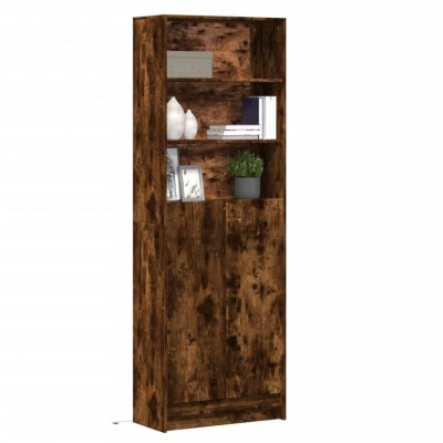 vidaXL Dulap &amp;icirc;nalt cu LED stejar fumuriu 69x32,5x200 cm lemn prelucrat foto