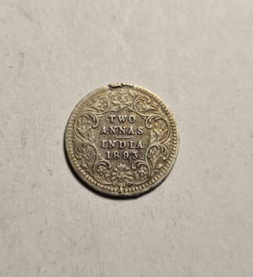 India 2 Two Annas 1893 Regina Victoria foto