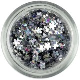 Confetti &icirc;n formă de flori mici - argintii, hologramă, INGINAILS