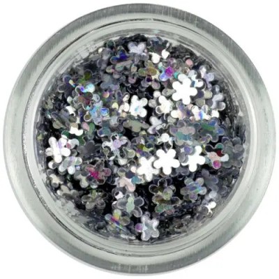 Confetti &amp;icirc;n formă de flori mici - argintii, hologramă foto