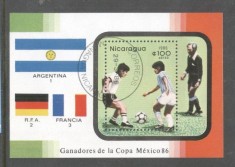 Nicaragua 1986 World Cup Football perf. sheet Mi.B171 used TA.090