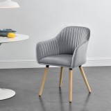 Fotoliu Dover HG poliester design catifea gri deschis [en.casa] HausGarden Leisure