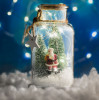 Sticlă decorativă de Crăciun cu LED - Moș Crăciun + brad, Oem