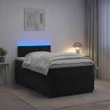 Cumpara ieftin Pat boxspring cu saltea cu benzi LED Negru 120 x 190 cm Catifea