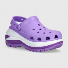 Crocs papuci Mega Crush Clog femei, culoarea violet, cu platforma, 207988