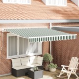 vidaXL Marchiză Manuală Retractabilă Verzi și Albe 350x250 cm