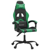 Scaun de gaming pivotant, negru si verde, piele ecologica
