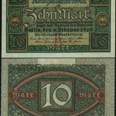 GERMANIA █ bancnota █ 10 Mark █ 1920 █ P-67A █ UNC █ necirculata