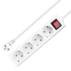 Prelungitor electric 3m 4 prize schuko, 16A, intrerupator, impamantare