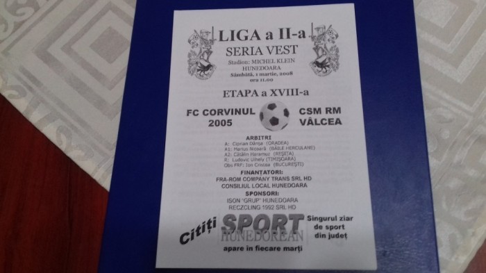 program FC Corvinul 2005 - CSM Rm. valcea