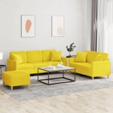 vidaXL Set de canapele cu perne, 3 piese, galben deschis, textil 3202147