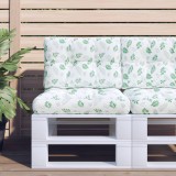 VidaXL Perne de paleți, 2 buc., model cu frunze, textil
