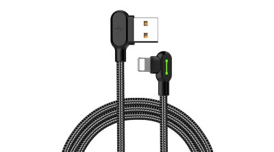 Mcdodo CA-4671 Cablu USB Lightning cu LED &amp;icirc;nclinat, 1,2 m (negru) foto