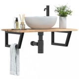 VidaXL Raft pentru lavoar montat pe perete, oțel și lemn masiv acacia 3302787