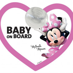 Semn de avertizare Baby on Board Disney Minnie, cu ventuza - NOU