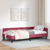 vidaXL Cadru de pat colțar bordo 90 x 190 cm Catifea și lemn laminat