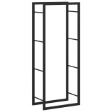 Cumpara ieftin Rastel pentru lemne de foc, negru mat, 50x28x132 cm, otel