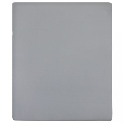 Cearsaf de pat cu elastic, gri, 90x200 cm, bumbac foto