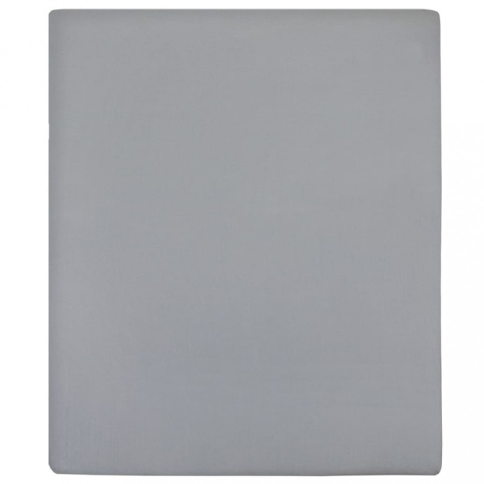 Cearsaf de pat cu elastic, gri, 90x200 cm, bumbac