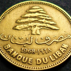 Moneda 25 PIASTRES - LIBAN, anul 1968 * cod 5292